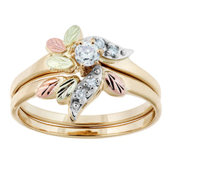 Intricate Five Diamond - Black Hills Gold Engagement & Wedding Ring Set