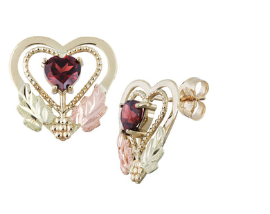Garnet Hearts - Black Hills Gold Earrings