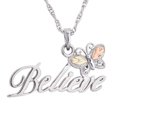 "Believe" - Sterling Silver Black Hills Gold Pendant