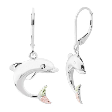 Dolphin - Sterling Silver Black Hills Gold Earrings