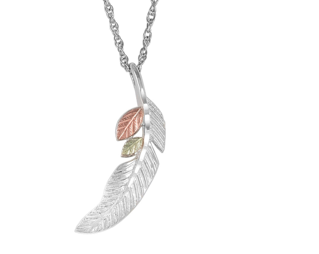 Feather - Sterling Silver Black Hills Gold Pendant