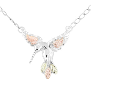Hummingbird - Sterling Silver Black Hills Gold Pendant