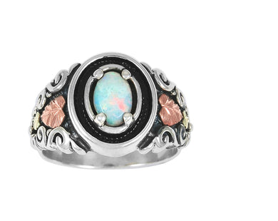 Oxidized Opal - Sterling Silver Black Hills Gold Ring