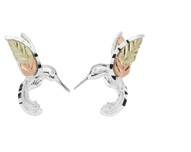 Hummingbird - Sterling Silver Black Hills Gold Earrings