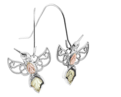 Hummingbird II - Sterling Silver Black Hills Gold Earrings