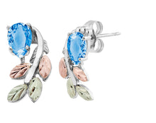 Pear Cut Blue Topaz - Sterling Silver Black Hills Gold Earrings