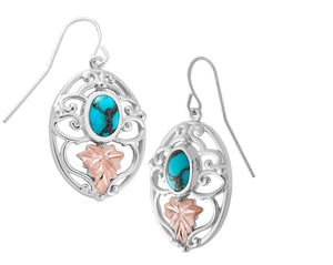Turquoise - Sterling Silver Black Hills Gold Earrings