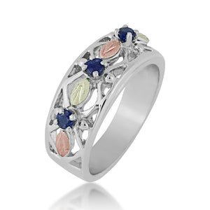 Triple Sapphire - Sterling Silver Black Hills Gold Ring
