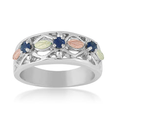 Triple Sapphire - Sterling Silver Black Hills Gold Ring