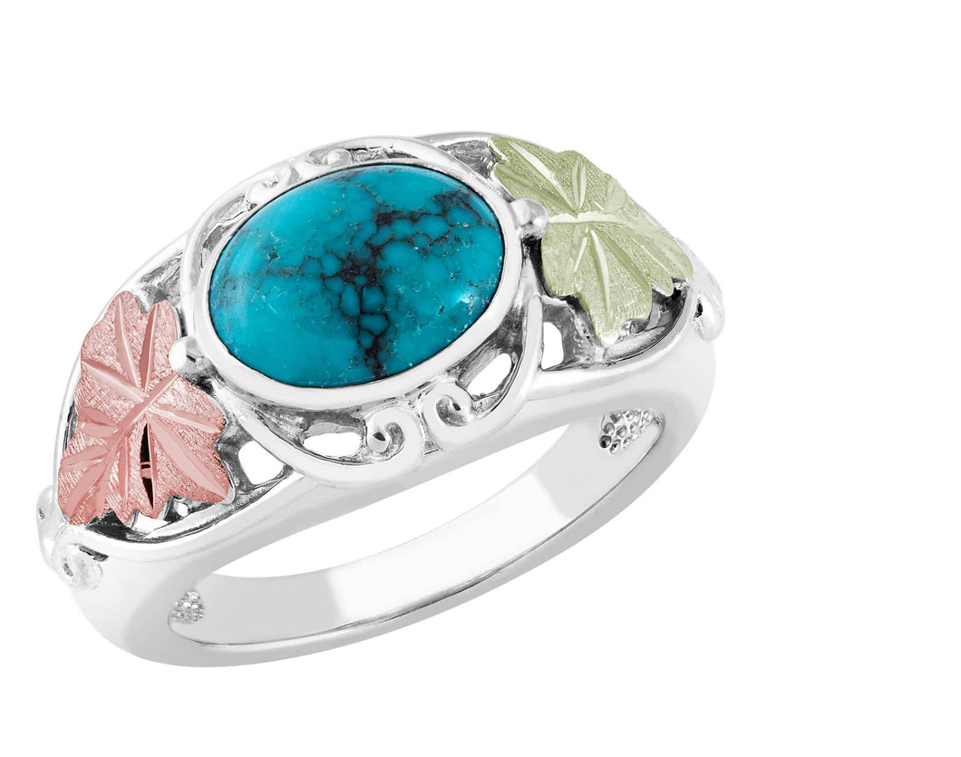 Turquoise - Sterling Silver Black Hills Gold Ring