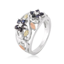 Sapphire Flowers - Sterling Silver Black Hills Gold Ring
