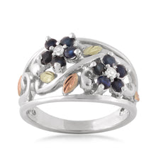 Sapphire Flowers - Sterling Silver Black Hills Gold Ring