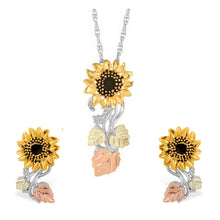 Two Tone Sunflower - Black Hills Gold Earrings & Pendant Set