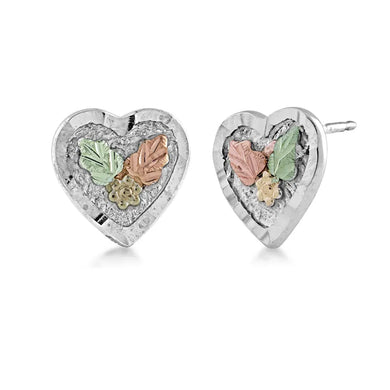 Colorful Hearts - Sterling Silver Black Hills Gold Earrings