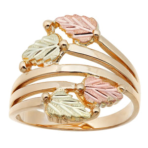 Black Hills Gold Four Leaves Wide Ring