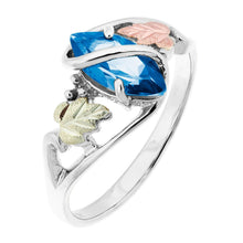 Genuine Blue Topaz Sterling Silver Black Hills Gold Ring