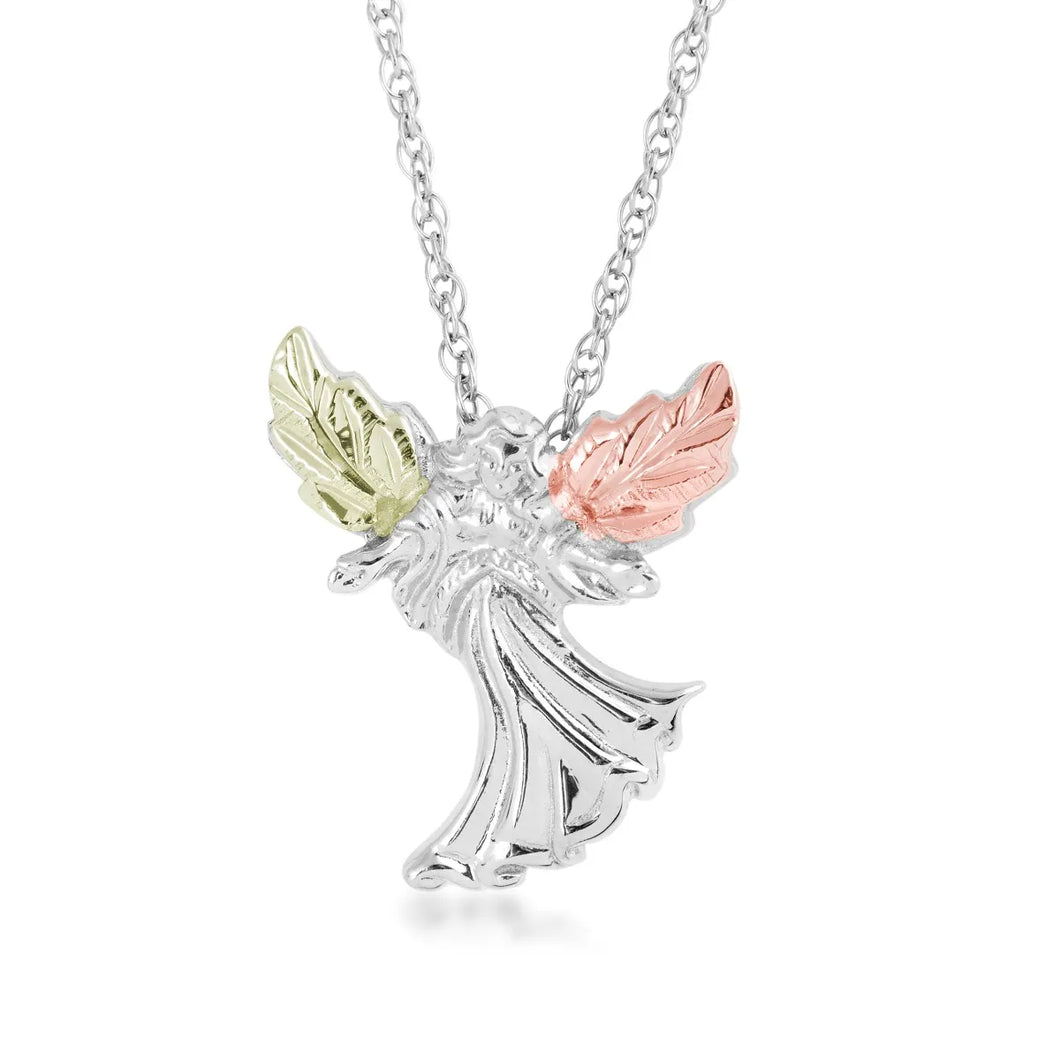 Sterling Silver Black Hills Gold Open Arms Angel Pendant