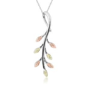 Sterling Silver Black Hills Gold Beautiful Branch Pendant