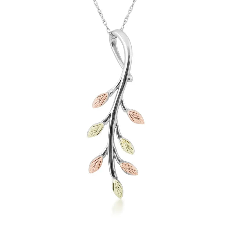 Sterling Silver Black Hills Gold Beautiful Branch Pendant