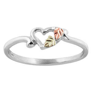 Open Heart - Sterling Silver Black Hills Gold Ring