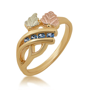 Modern Style - Yogo Sapphire Black Hills Gold Ladies Ring