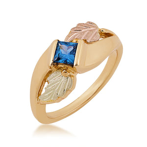 Black Hills Gold Princess Cut Yogo Sapphire Ring