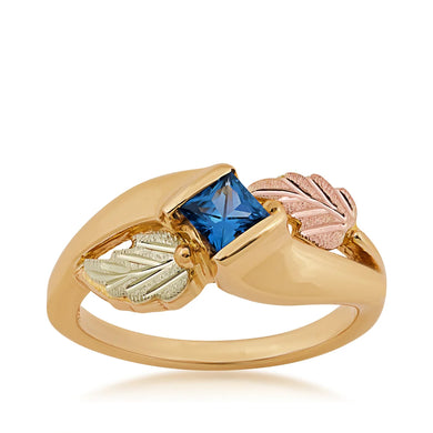 Princess Cut - Yogo Sapphire Black Hills Gold Ladies Ring