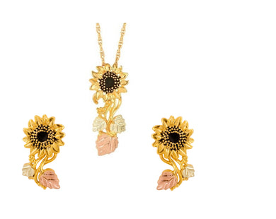 Sunflower - Black Hills Gold Earrings & Pendant Set