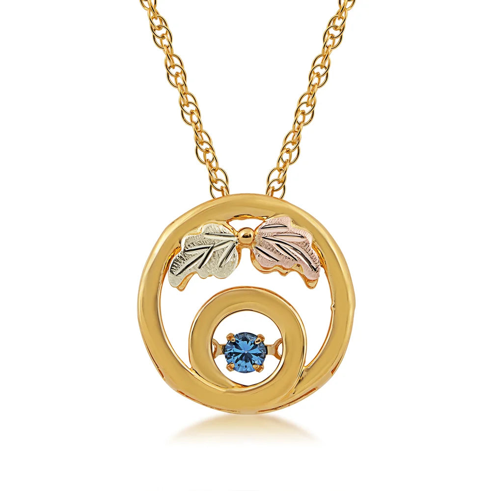 Circular Yogo Sapphire - Black Hills Gold Pendant
