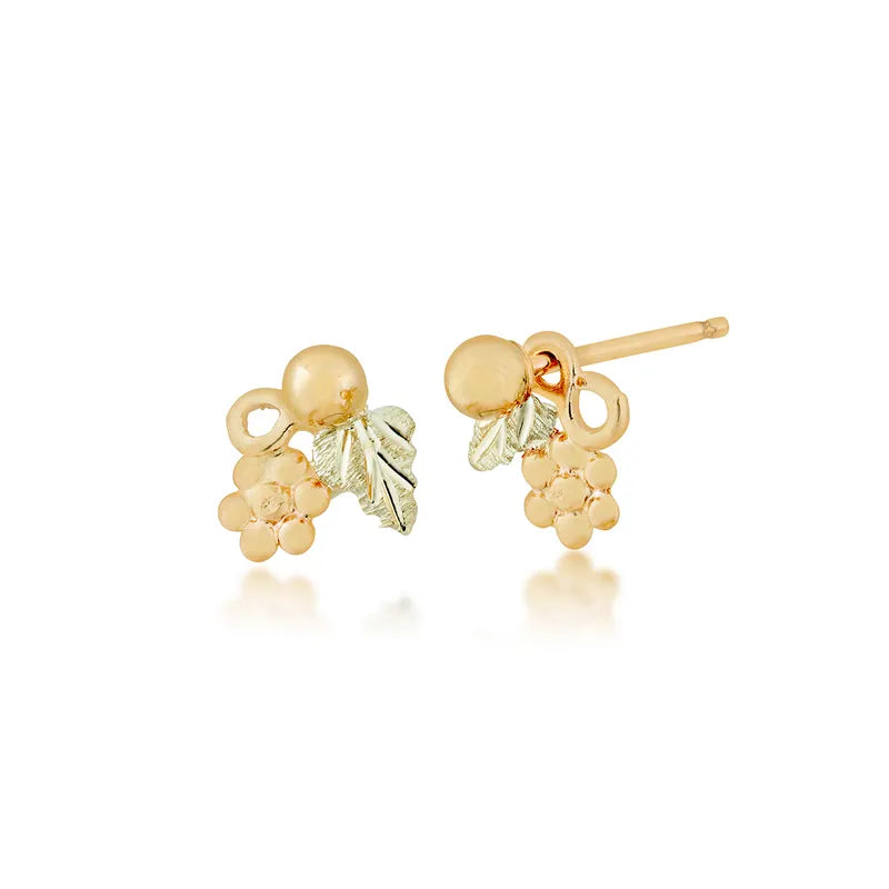 Leaf and Grapes Black Hills Gold Earrings