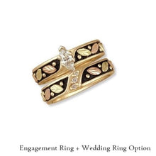 14K Antiqued Diamond - Black Hills Gold Engagement & Wedding Ring Set