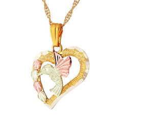Hummingbird Heart II - Black Hills Gold Pendant