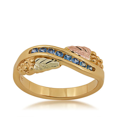 Eight Stone - Yogo Sapphire Black Hills Gold Ladies Ring