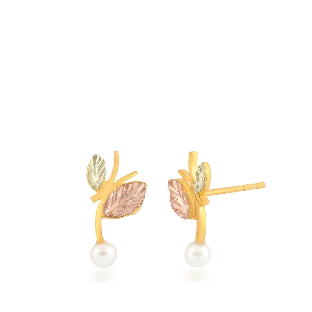 Black Hills Gold Modern Pearl Earrings