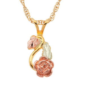 Black Hills Gold Hanging Rose Pendant & Necklace