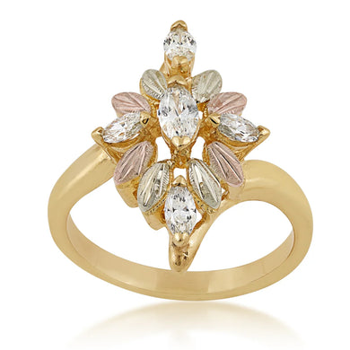 Marquise Diamond Engagement - Black Hills Gold Ladies Ring