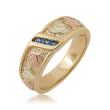 Three Stone - Yogo Sapphire Black Hills Gold Ladies Ring