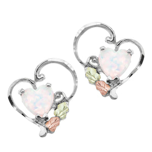 Opal Heart - Sterling Silver Black Hills Gold Earrings