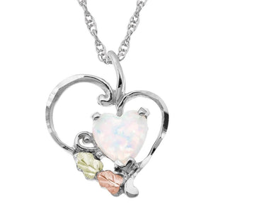Opal Heart - Sterling Silver Black Hills Gold Pendant