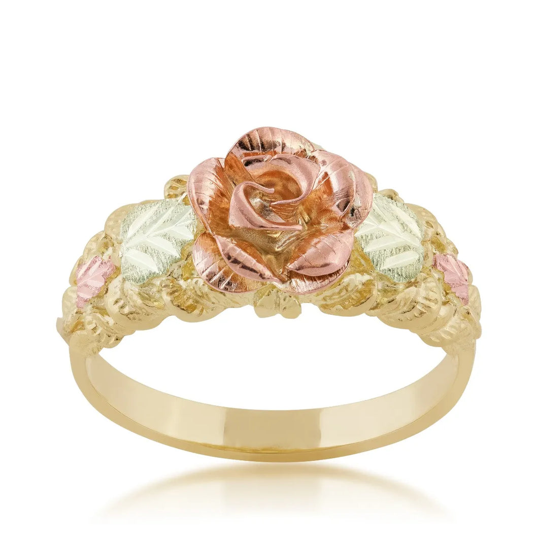 Intricate Rose Black Hills Gold Ring