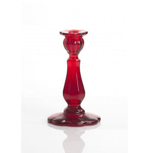 Glass Flower Base Candlestick - 3 Color Options - Red - Baby Gifts