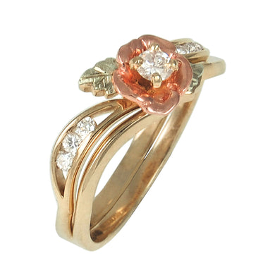 Seven Diamond Rose Black Hills Gold Ring - Jewelry