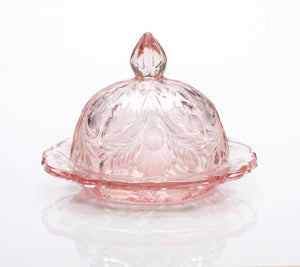 Inverted Thistle Glass Butter Dish - 4 Color Options - Rose - Baby Gifts