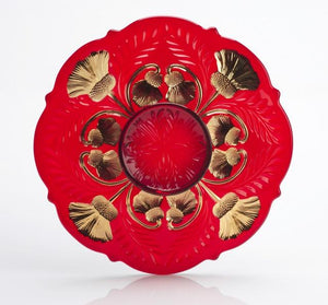 Inverted Thistle Glass Egg Plate - 4 Color Options - Red Decorated - Baby Gifts