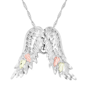 Sterling Silver Black Hills Gold Angel Wings Pendant
