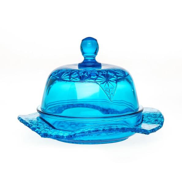 Queen Set Glass Butter Dish - 2 Color Options - Colonial Blue - Baby Gifts