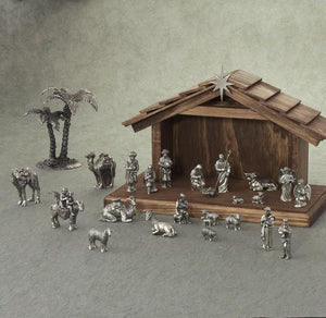 Pewter Nativity Set with Manger - Indoor Decor