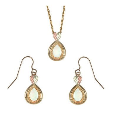 Teardrop Opals - Black Hills Gold Earrings & Pendant Set