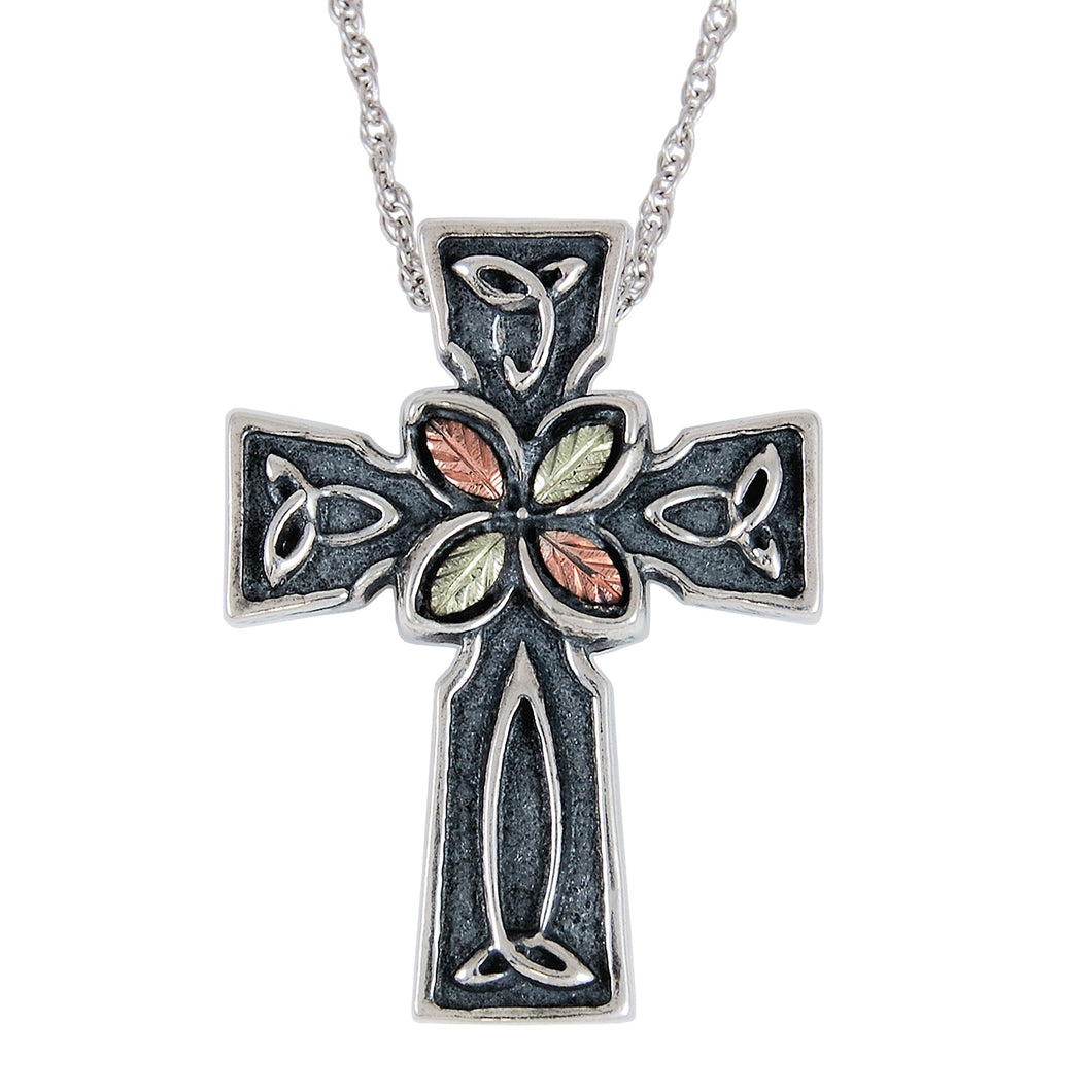 Sterling Silver Black Hills Gold Celtic Cross Pendant - Jewelry