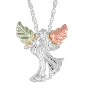 Sterling Silver Black Hills Gold Open Arms Angel Pendant - Jewelry